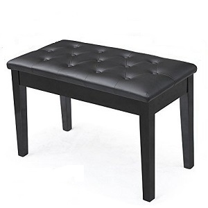 Double piano bench stool with book storage-Black