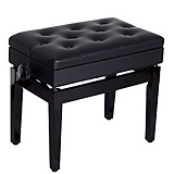 Adjustable Piano Bench with book storage - Black 