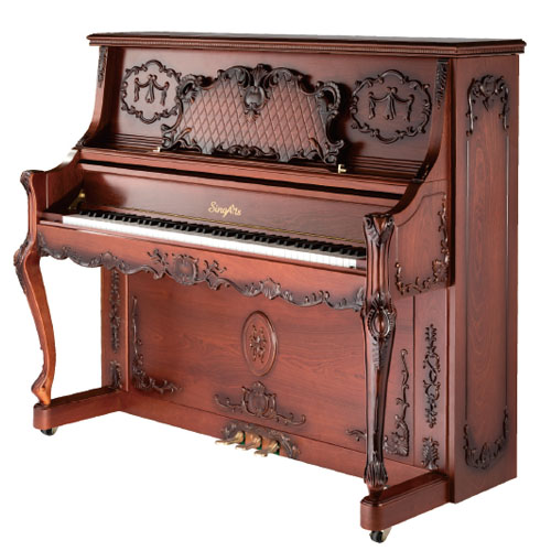 SingArts GC8立式钢琴(华彩系列)，红木雕花亚光，高度131cm