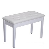 Double piano bench stool with book storage-White