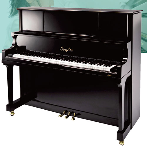 SingArts GT8立式钢琴(至尊系列)，黑色亮光，高度132cm